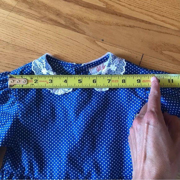 Jill Lynn vintage Dress royal blue white polka dot lace ribbon long sleeve T3 3T - Picture 12 of 14